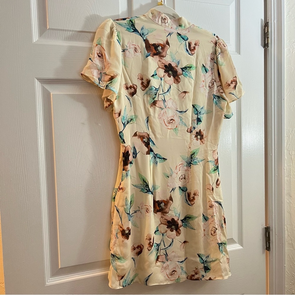 Stone Cold Fox Cream Floral Mini Dress with Teal and Brown Accents - Picture 7 of 8